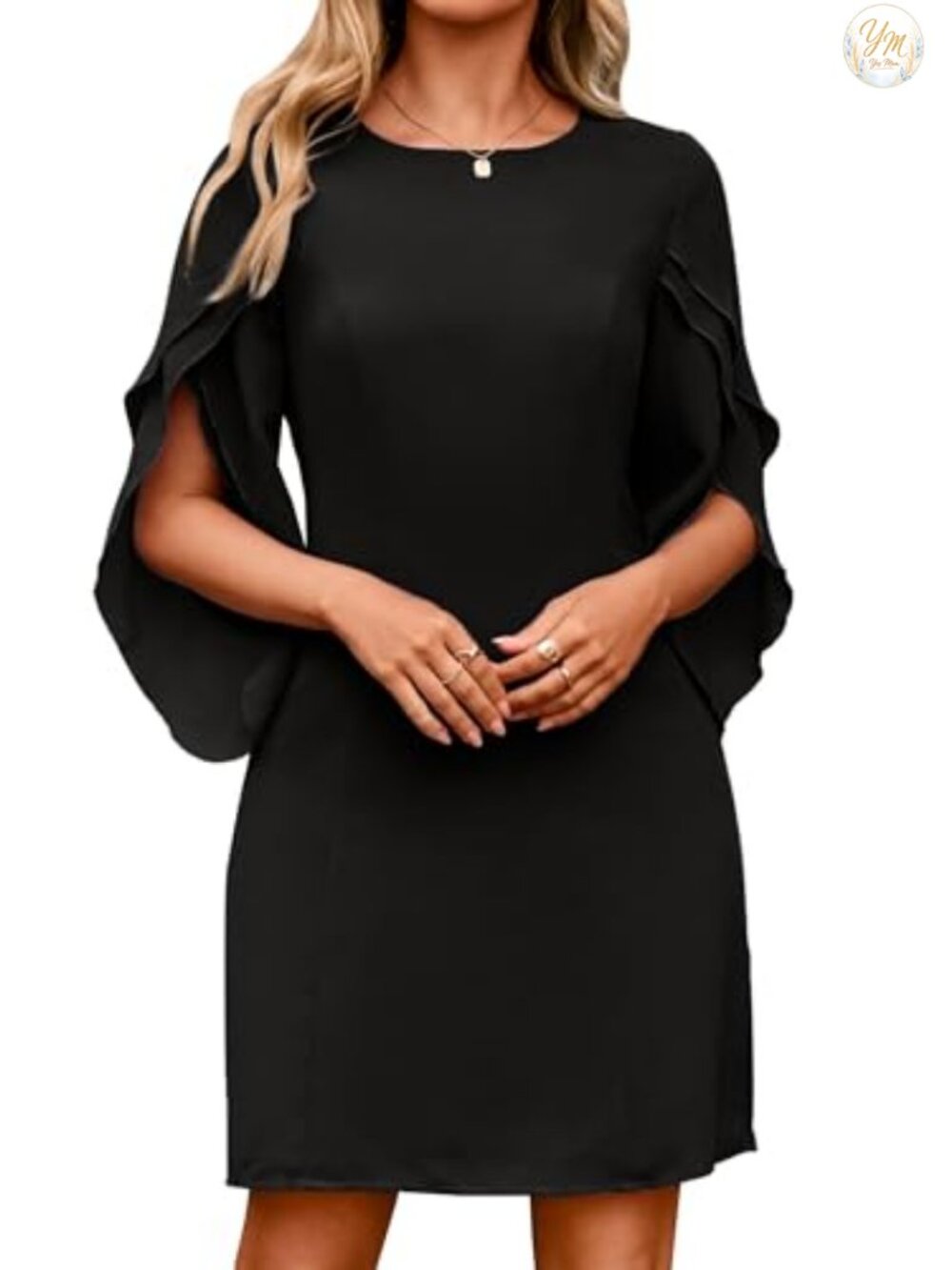 Simplee Womens Cocktail Dress 2025 Chiffon 3/4 Flutter Sleeve Elegant